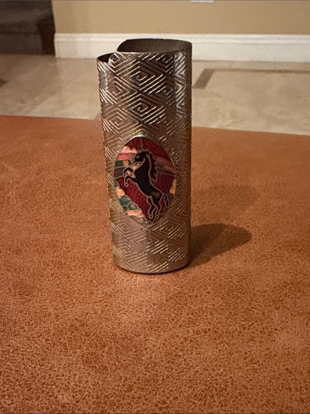 Lighter Cover with Colorful Horse Medallion